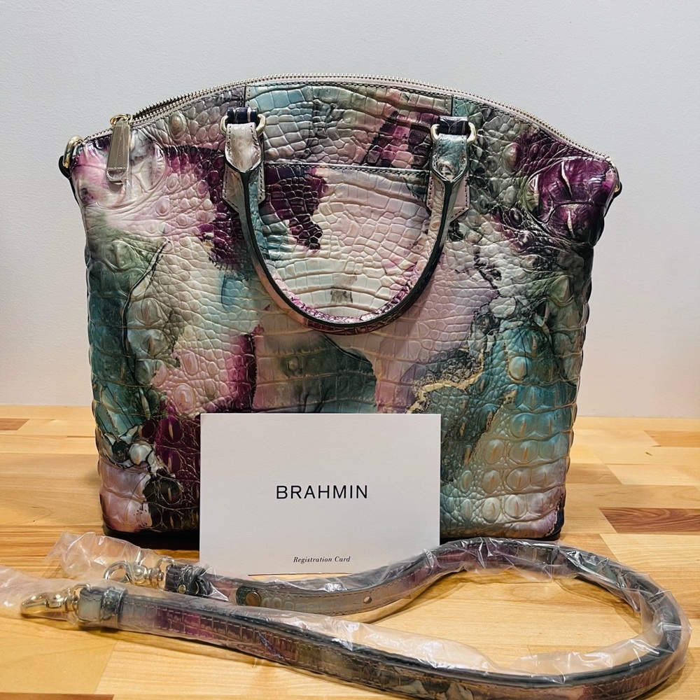 NWOT Brahmin Lg Duxbury Satchel Nirvana Dust Bag & Certification Gorgeous Bag